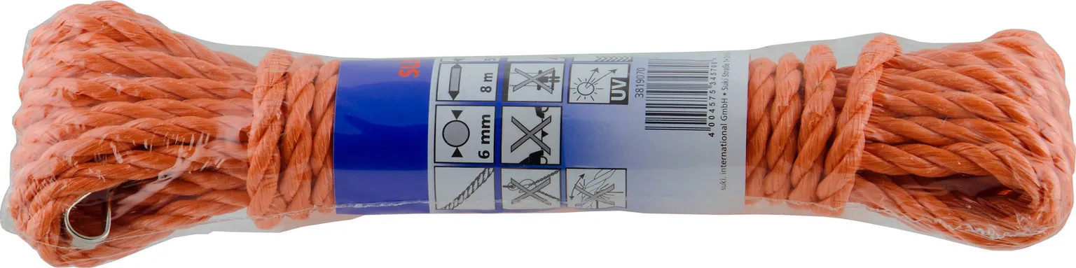 KÖIS KEERUTATUD POLÜPROPÜLEEN 6MMX8,0M KONKSUGA ORANŽ EN699