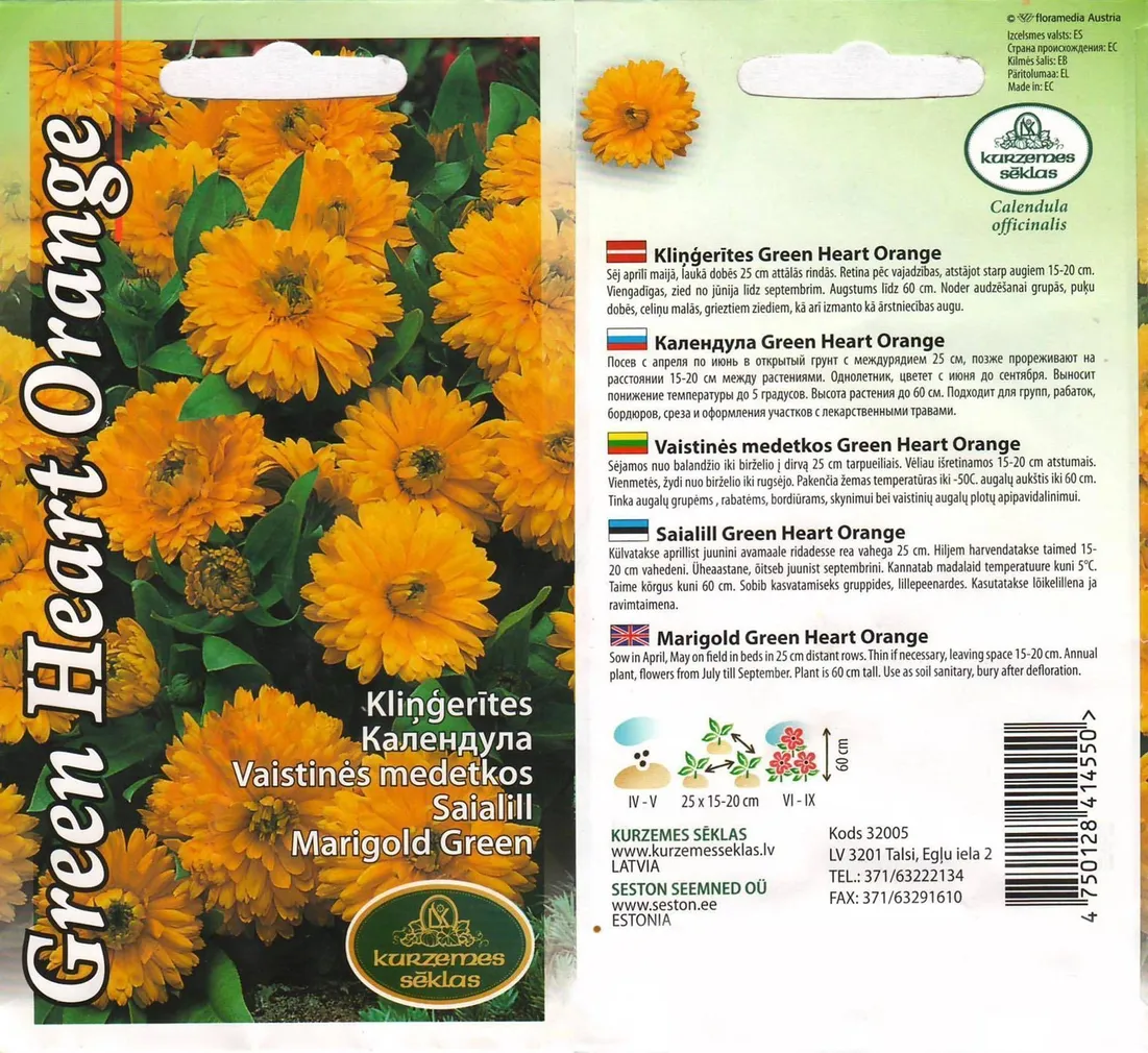 LILLESEEMNED KURZEMES SEKLAS SAIALILL GREEN HEART ORANGE 1,5G