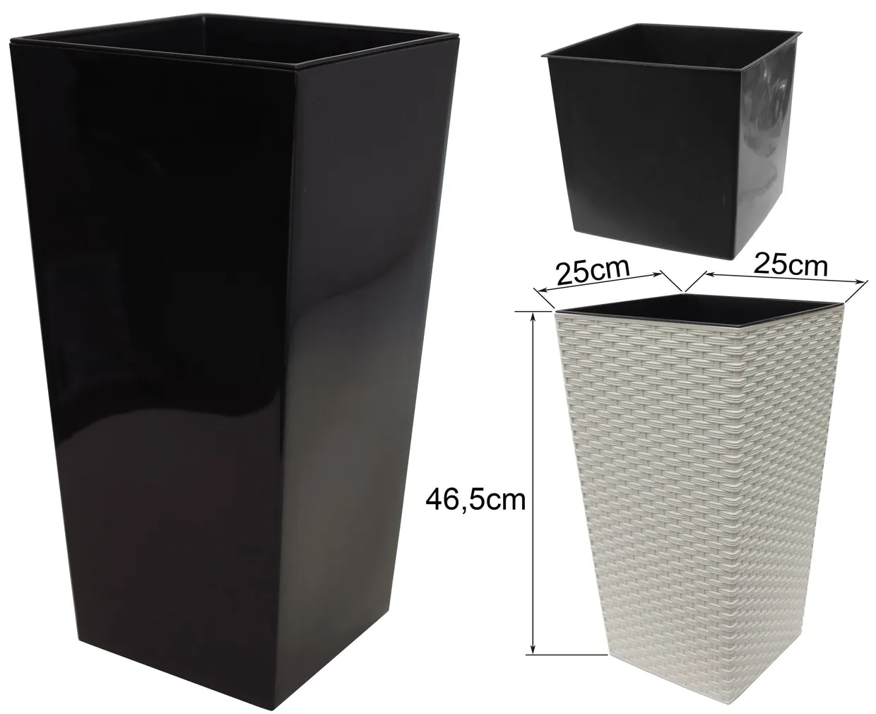 LILLEPOTIÜMBRIS FINEZIA 25X25X46,5CM MUST