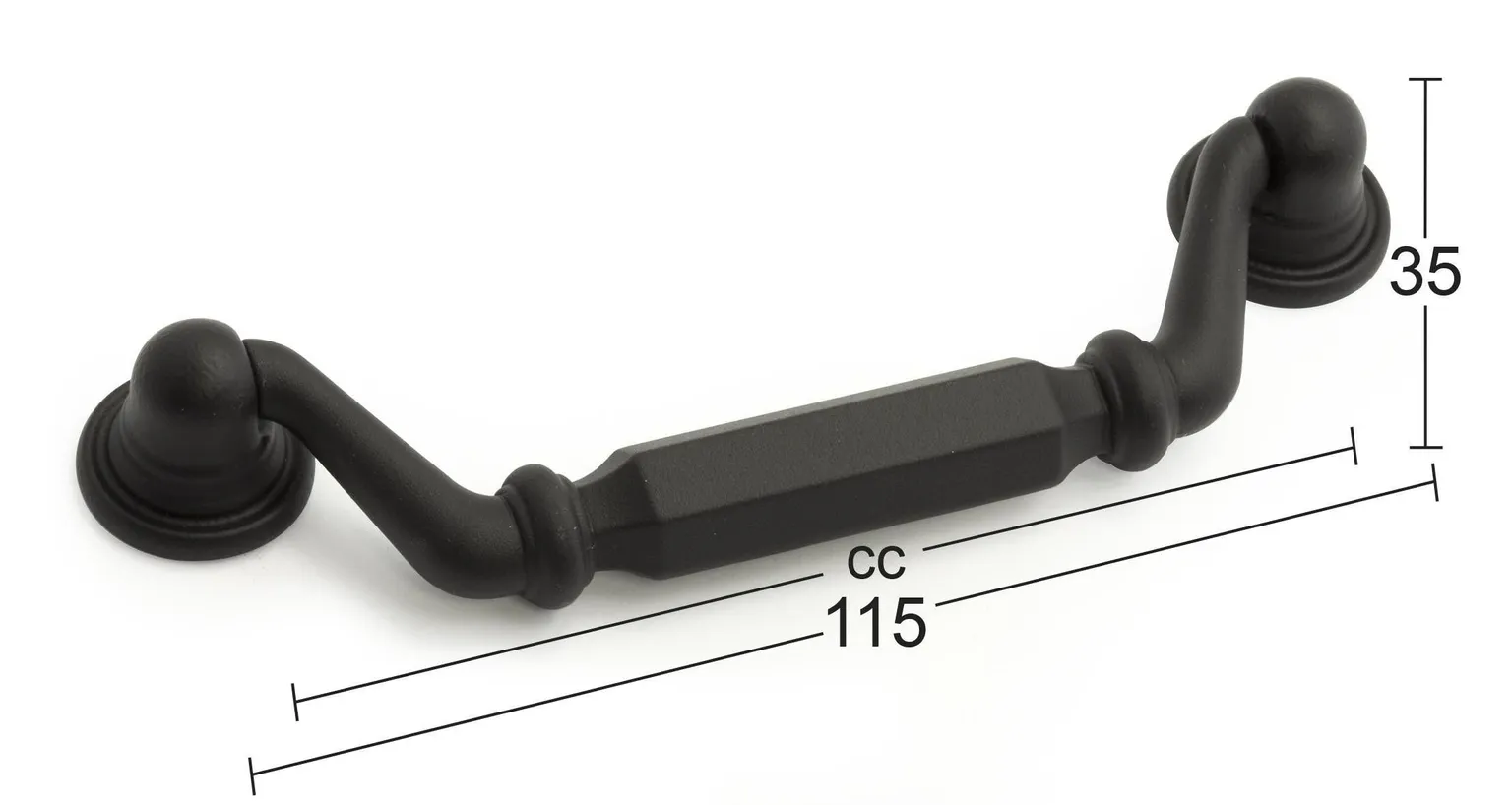 MÖÖBLIKÄEPIDE PATRICIA 96MM MATT MUST 2TK