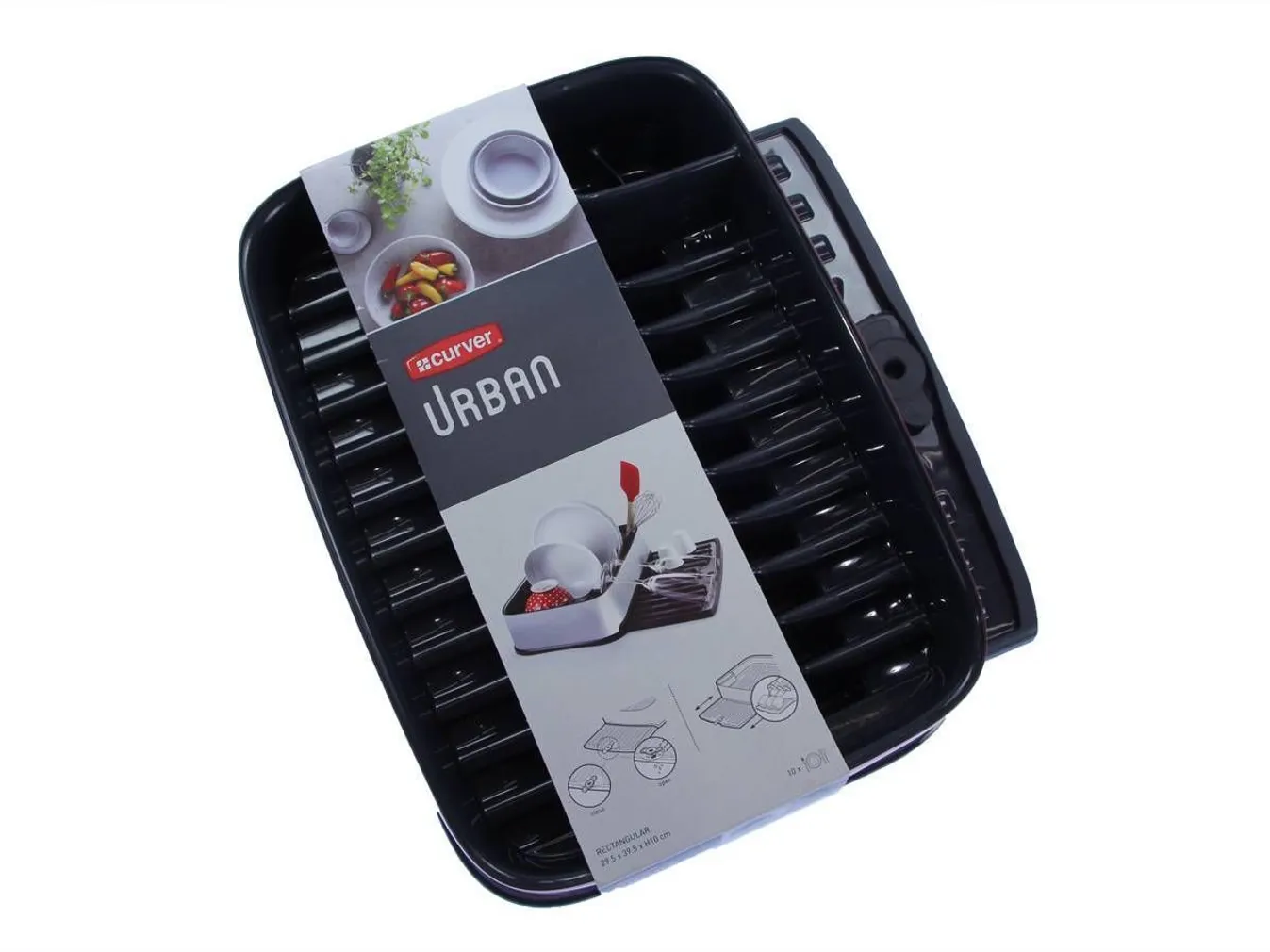 NÕUDEKUIVATUSALUS M 39,5X29,5X10CM METALLIK/PUNANE PLASTIK