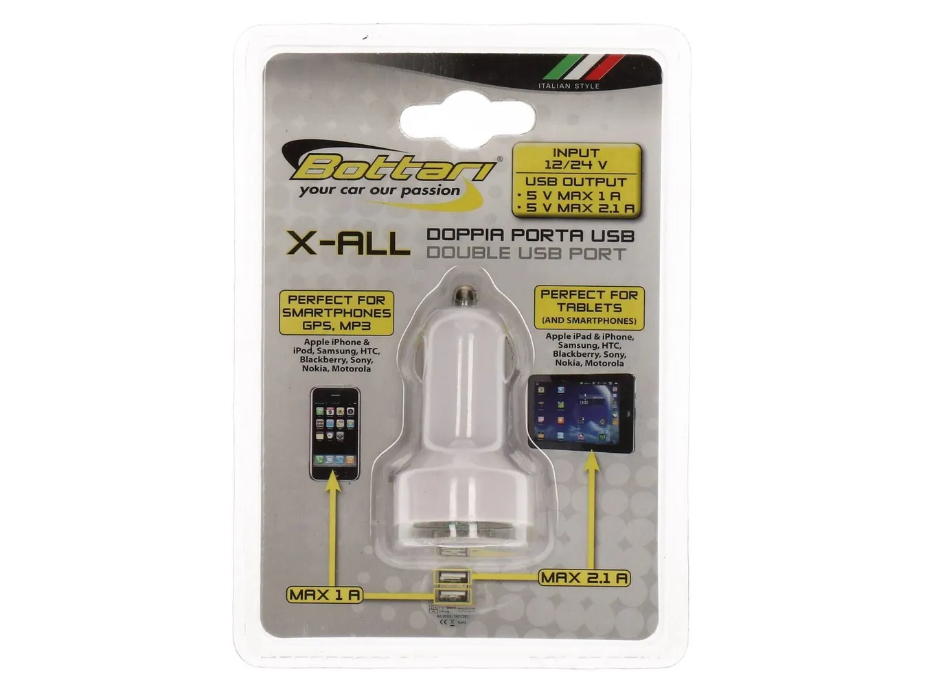 USB LAADIJA "X-ALL" 1+2,1A