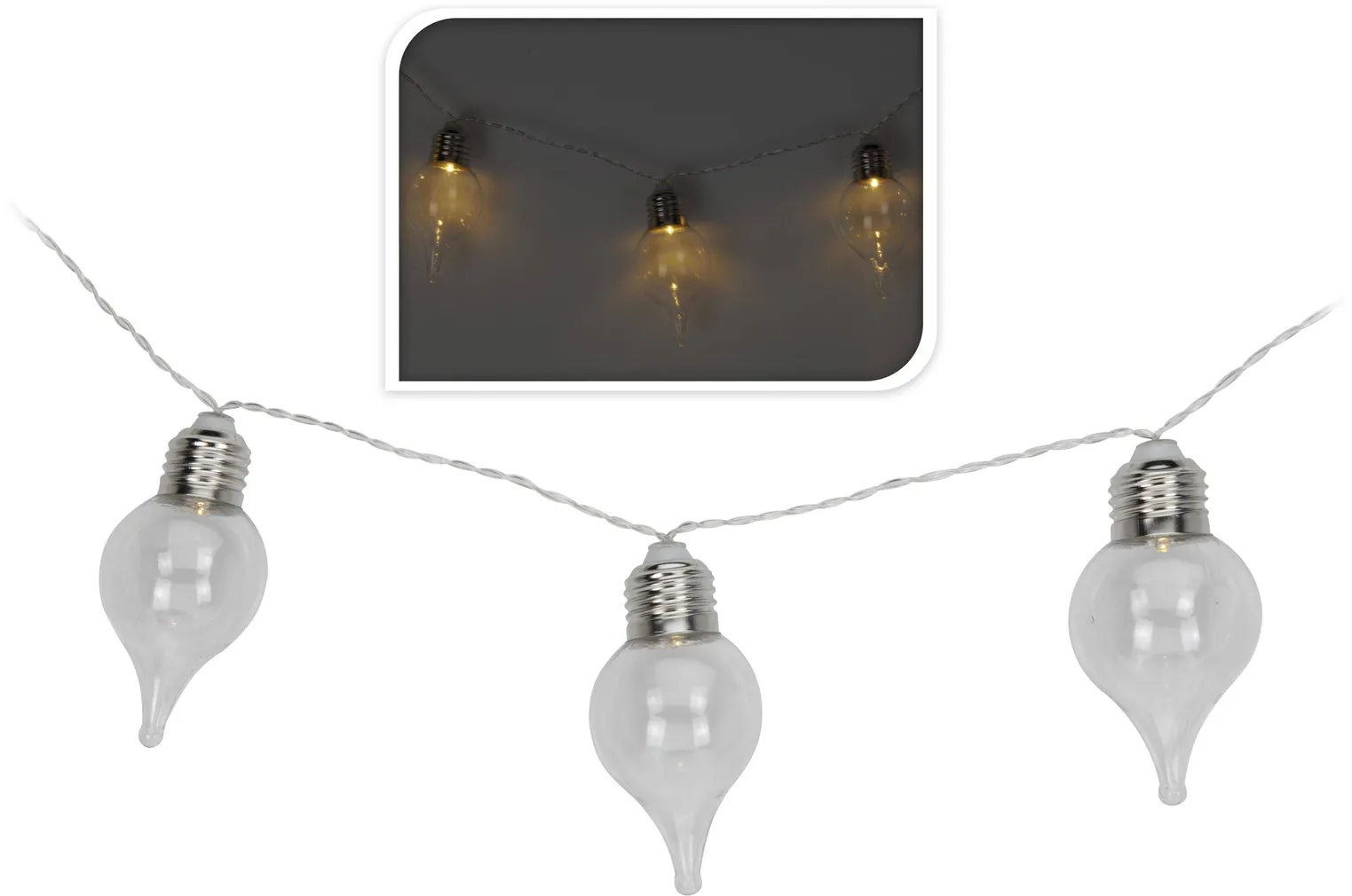 VALGUSKETT LAMBIPIRNID 10 LED SOE VALGE 1,5M LÄBIPAISTEV KAABEL