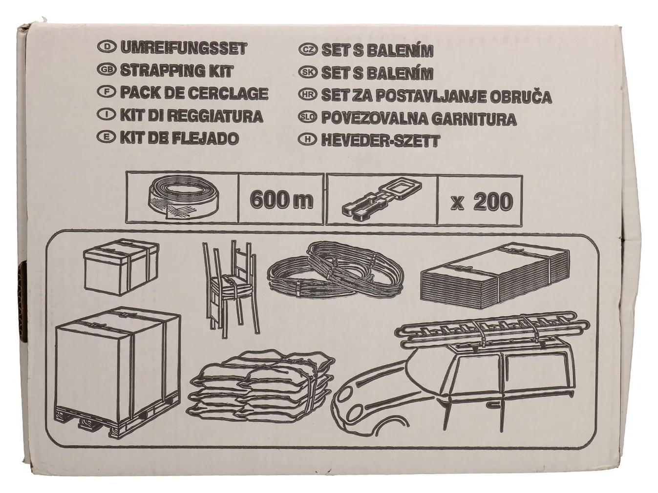 PP-LINDI JAEKOMPLEKT, 600M 12MM LAIA MUSTA LINTI + 200 KLAMBRIT