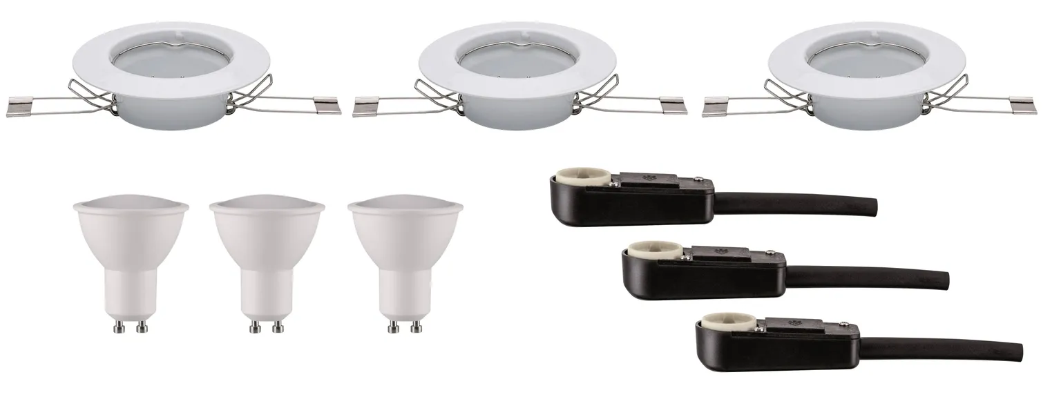 RIPPLAEVALGUSTI KOMPL.3X3W GU10 51MM VALGE NP