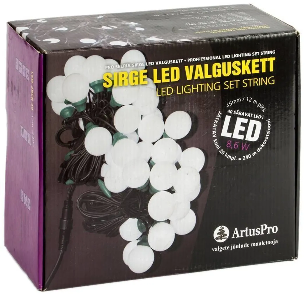 VALGUSKETT ARTUS PRO 40LED 12M SOE VALGE JÄTKATAV
