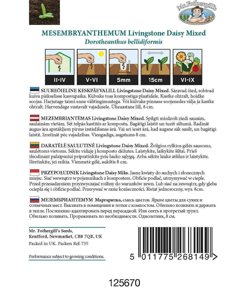LILLESEEMNED MR FOTHERGILL’S SUUREÕIELINE KESKPÄEVALILL LIVINGS DAISY SEGU