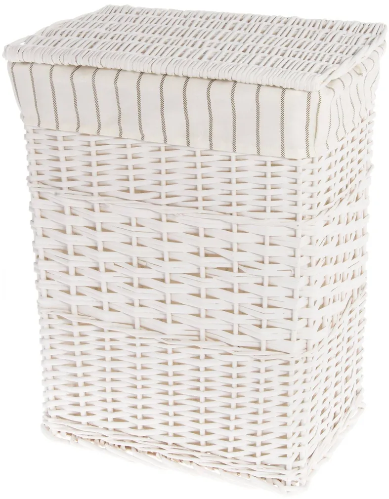 PESUKORV PUNUTUD 37X26X48CM POLÜESTER KANGAS, VALGE