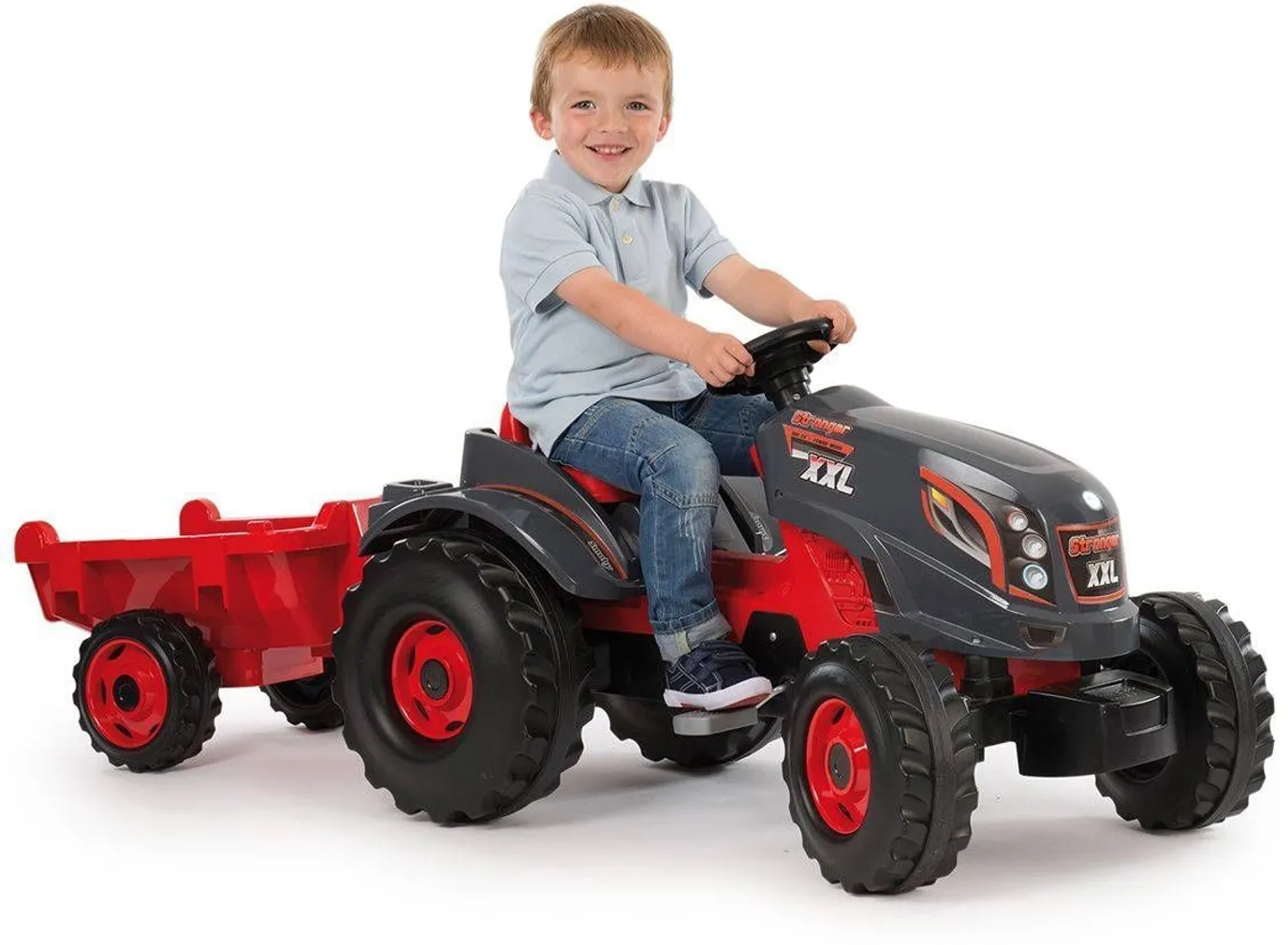 TRAKTOR SMOBY KÄRUGA PUNANE