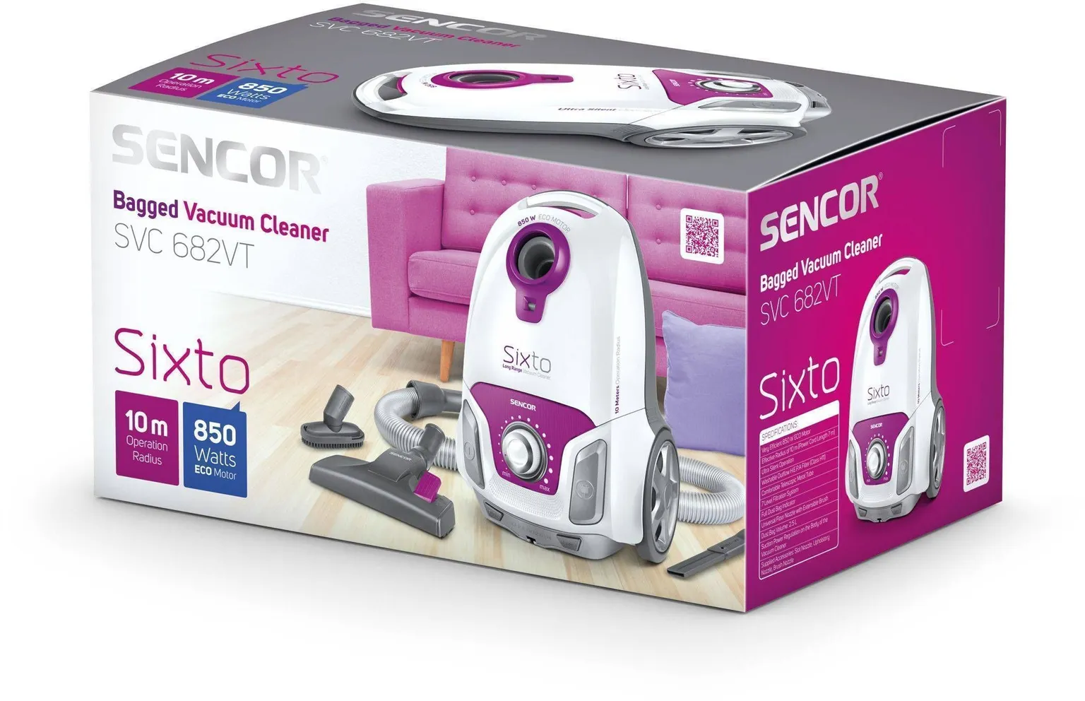 TOLMUIMEJA SENCOR SVC682VT 850W ECO VIOLETNE/VALGE