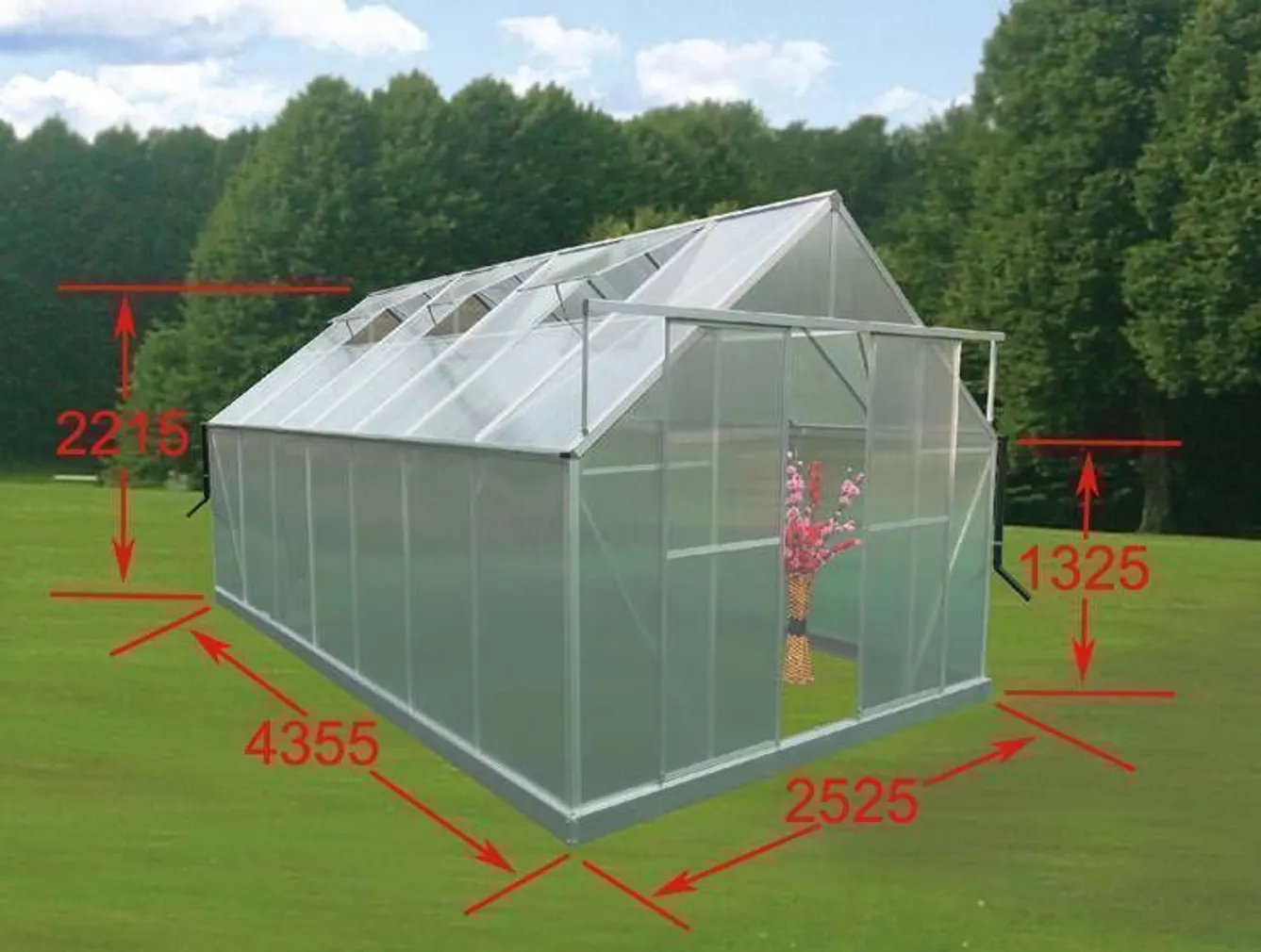 KASVUHOONE TOSKANA 252X435X212CM