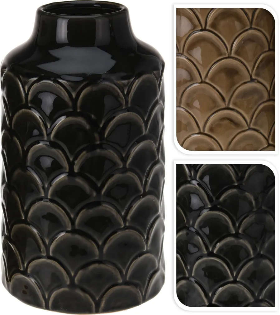 KERAAMILINE VAAS 16X16X27,5CM MUST/PRUUN