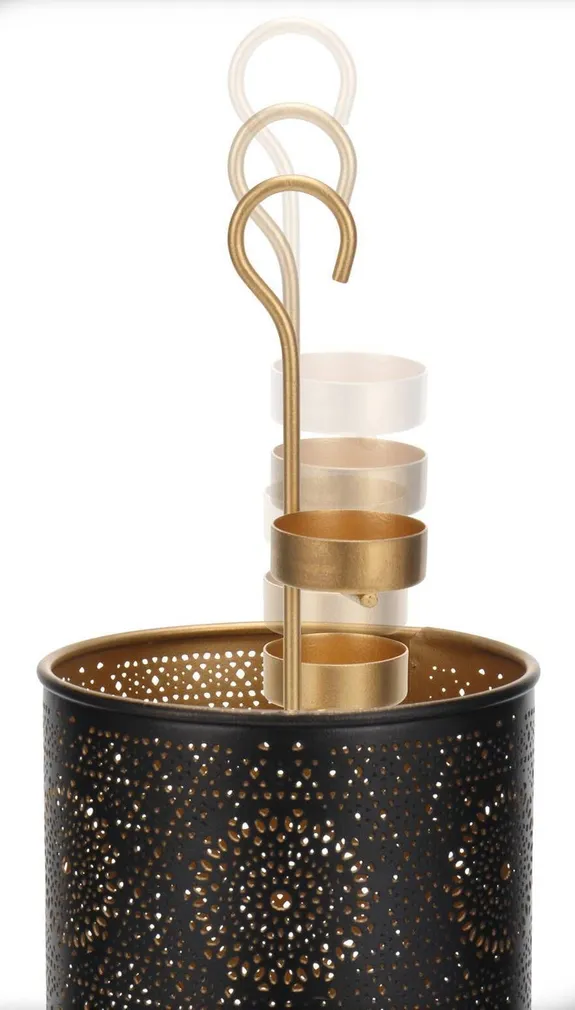 TEEKÜÜNLAHOIDJA 3-LE KÜÜNLALE 130X130X295MM MUST/KULD METALL