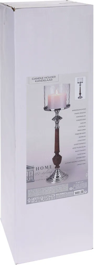 KÜÜNLAHOIDJA 68,5X21X20CM, ALUMIINIUM/PUIT/KLAAS