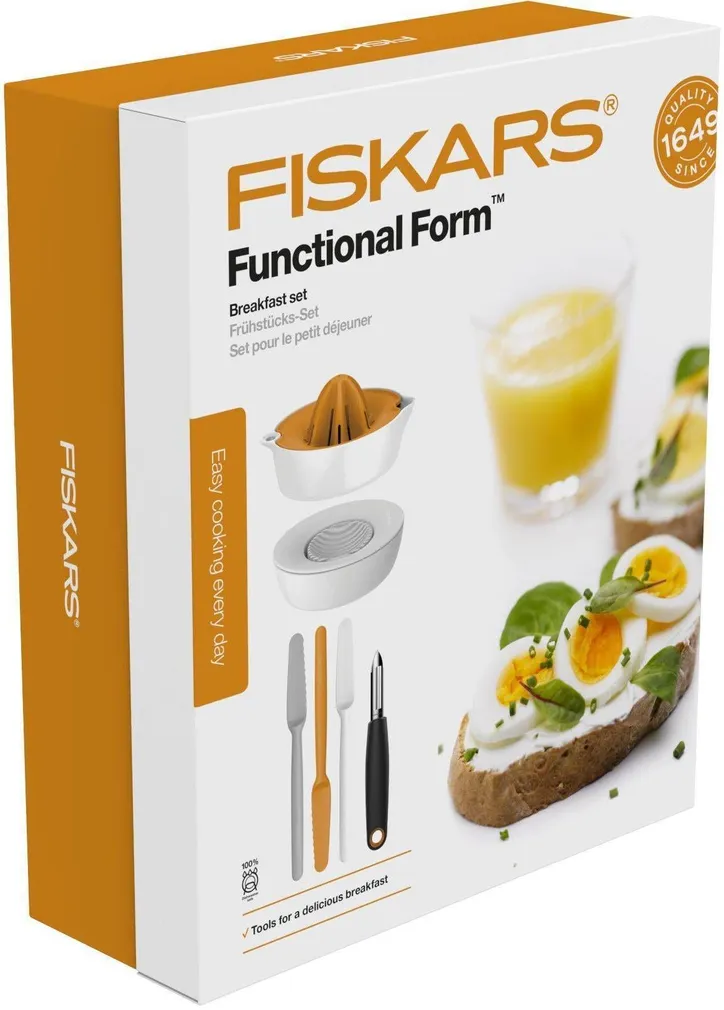 KÖÖGITARVIKUTE KOMPLEKT FISKARS: MAHLAPRESS, MUNALÕIKUR, KOORIJA, MÄÄRDENOAD