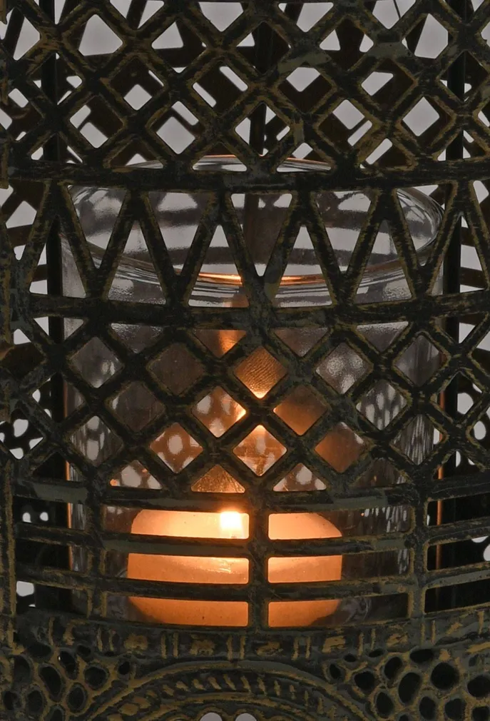METALL LATERN 16X16X25CM KLAAS SILINDRIGA ANTIIKNE