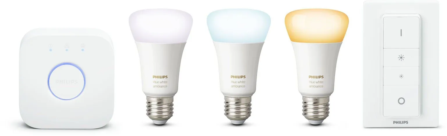 LED LAMP PHILIPS HUE WHITE AMBIANCE 9,5W E27 A60 KOMPLEKT 3TK+SILD+LÜLITI 