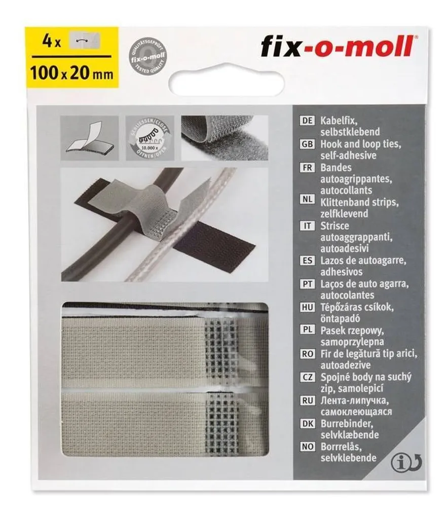 KLEEBITAV KAABLIKINNITUS FIX-O-MOLL TAKJAGA 100X20MM 4TK