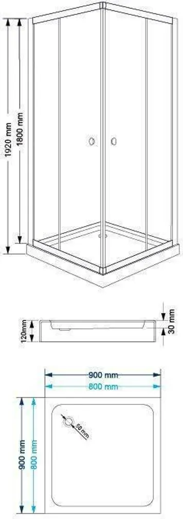 MADALA ALUSVANNIGA DUŠINURK BREEZZ F-124 90X90X12/192CM