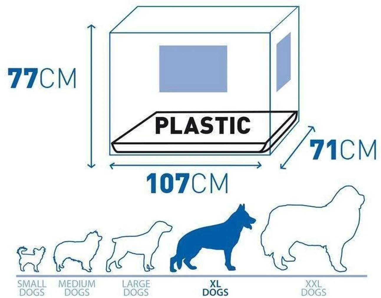 LEMMIKLOOMA PUUR 2 UST JA PLASTIKALUS DUVO+ 107X71X77CM MUST XL