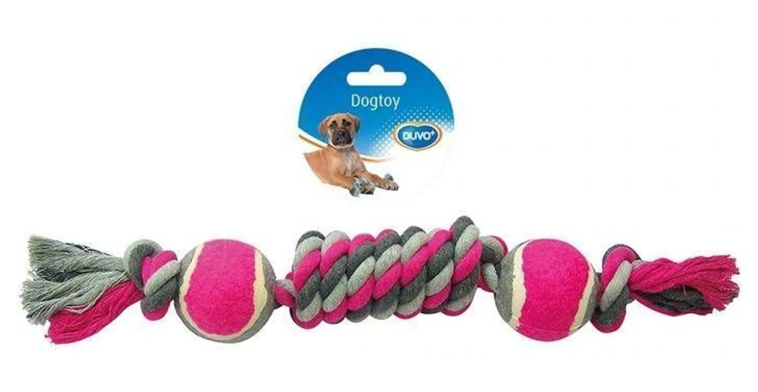 LEMMIKLOOMA NÖÖRLELU 2 TENNISEPALLIGA DUVO+ 38CM HALL/ROOSA