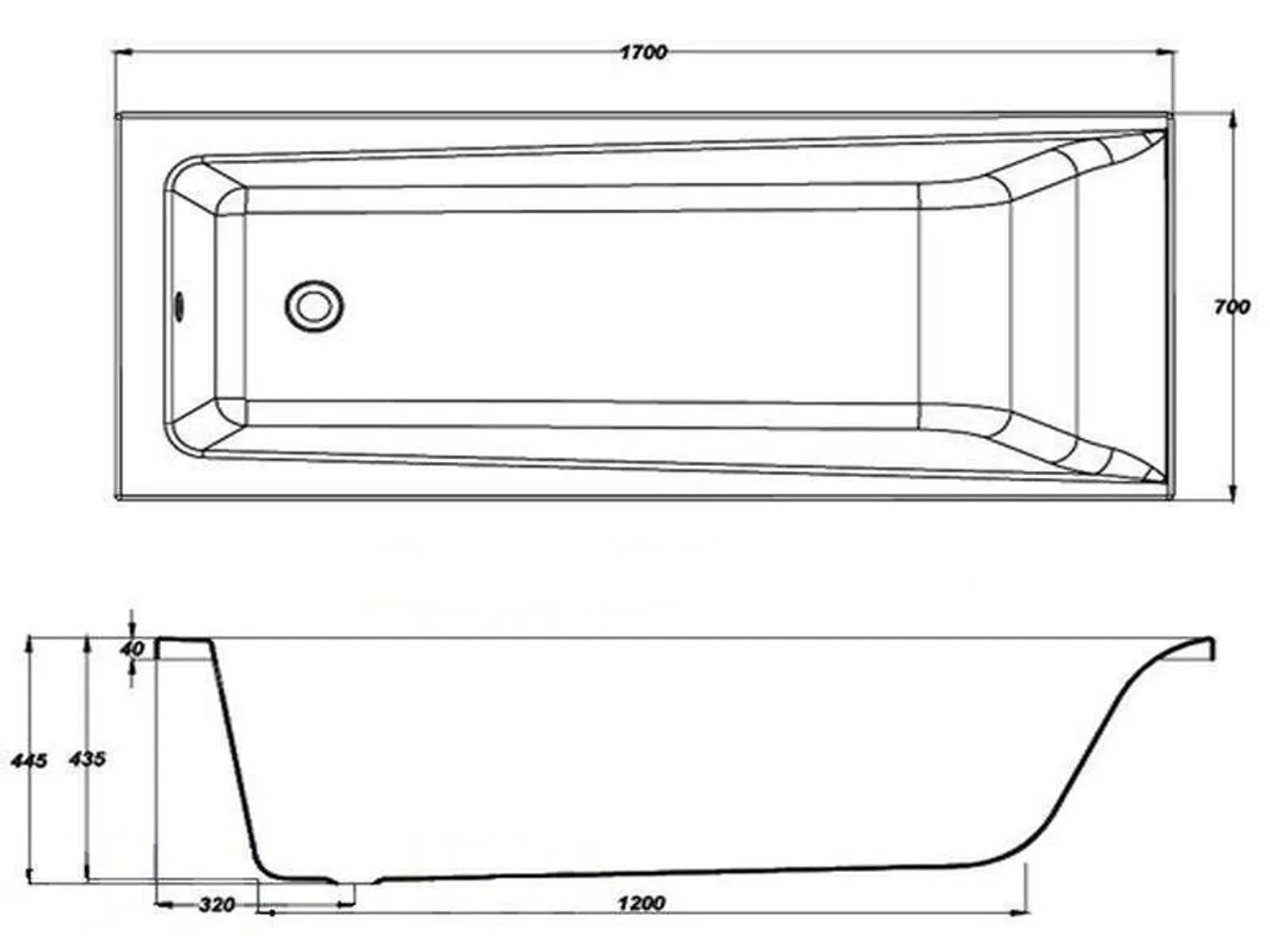 VANN CERSANIT LORENA JALGADEGA 170X70X66CM 