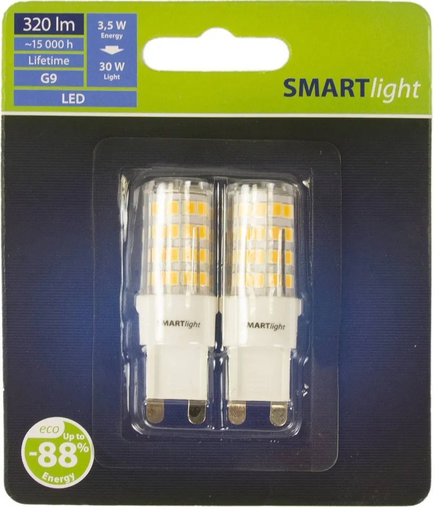 LED LAMP 3,5W G9 320LM 3000K 2TK PAKIS SMARTLIGHT