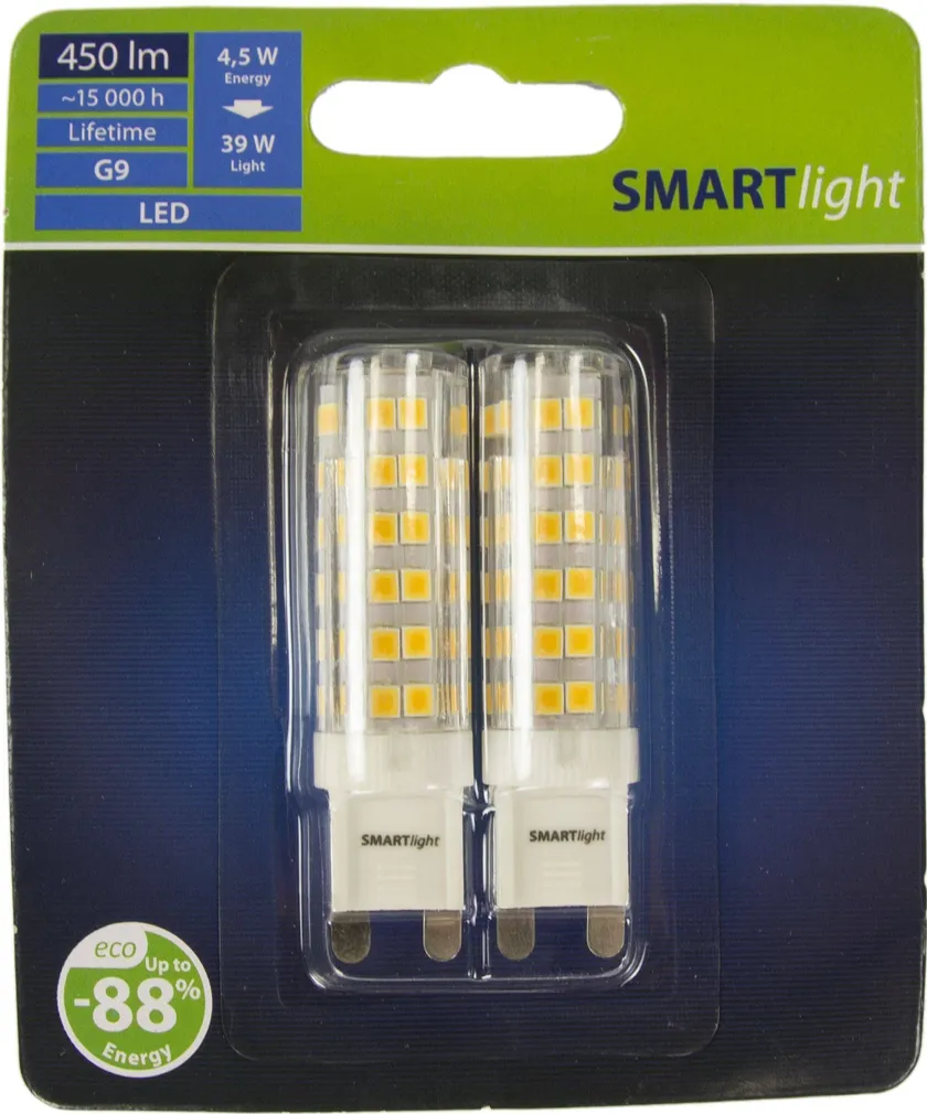 LED LAMP 4,5W G9 450LM 3000K 2TK PAKIS SMARTLIGHT