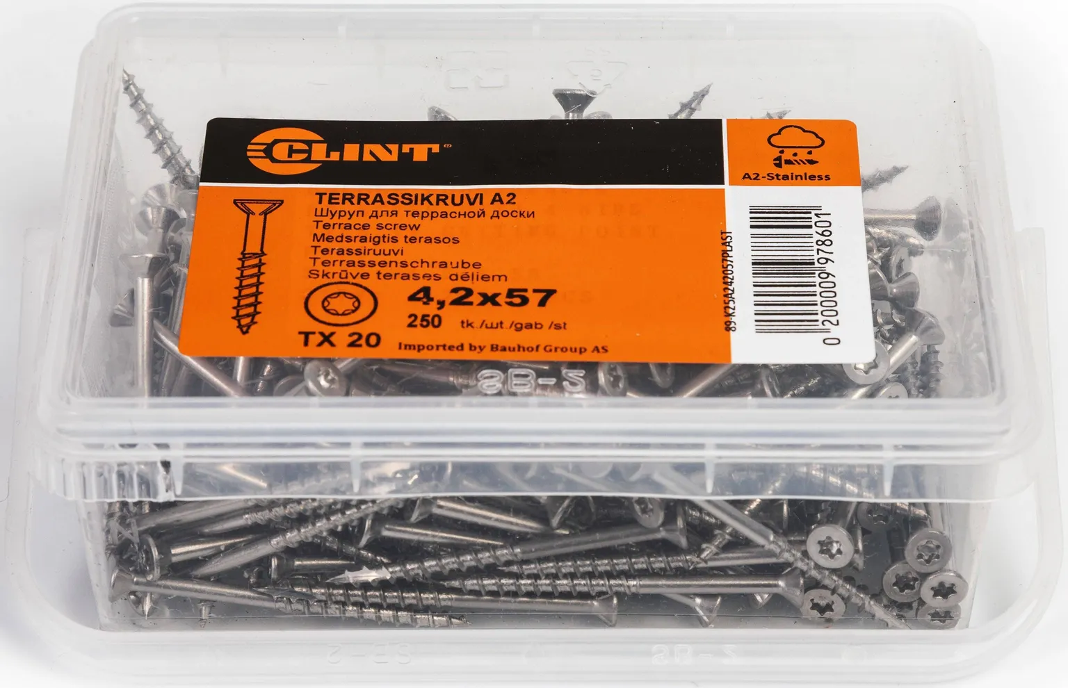 ROOSTEVABA TERRASSIKRUVI CLINT 4,2X57 A2 250/TK KARP