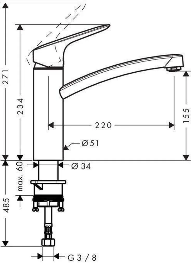 KÖÖGISEGISTI HANSGROHE LOGIS 160 HG71832000 KROOM