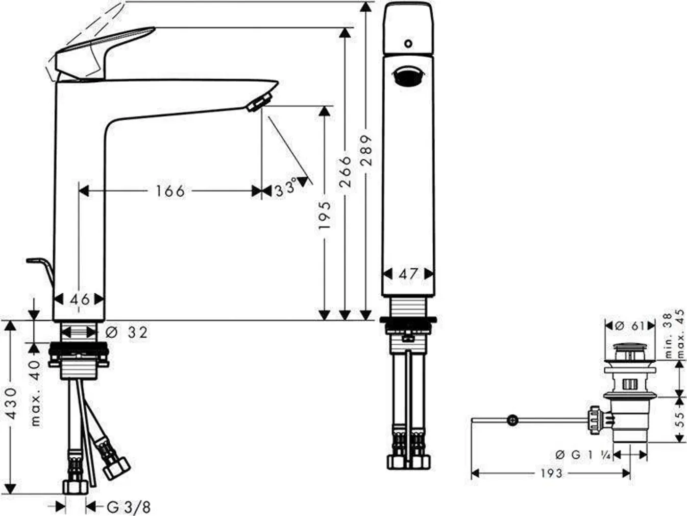VALAMUSEGISTI HANSGROHE LOGIS 190 HG71091000 KROOM