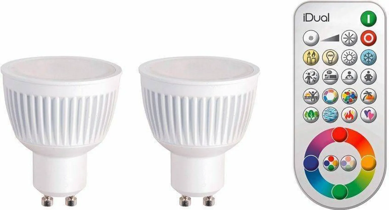 LED LAMP JEDI 6,5W GU10 345LM 2200-6500K RGB 2TK+PULT