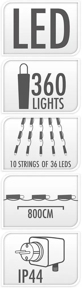 JÕULUVALGUSTUS LIPUMASTILE 10X36LED SOE VALGE MUST KAABEL