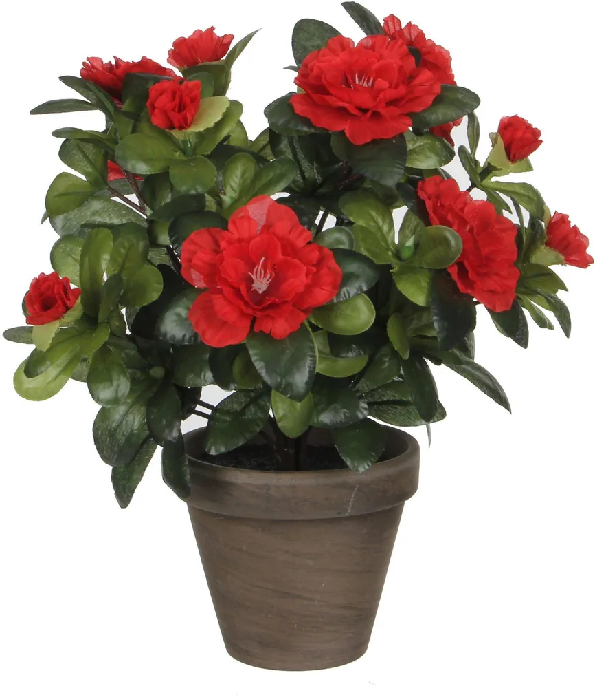 KUNSTLILL MICA DECORATIONS ASALEA 27CM POTIS Ø11,5CM PUNANE/HALL