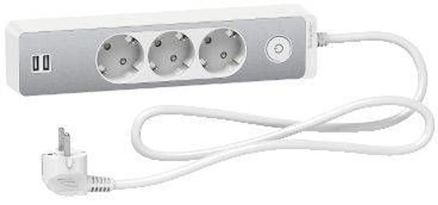 PIKENDUSJUHE SCHNEIDER ELECTRIC 1,5M 3 PESA + 2XUSB 2,4A LÜLITI VALGE