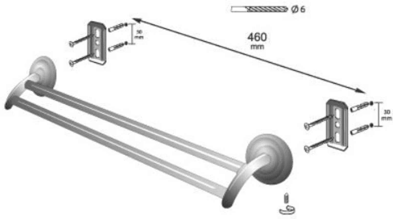 KÄTERÄTIHOIDJA BISK DECO 2-NE 67CM