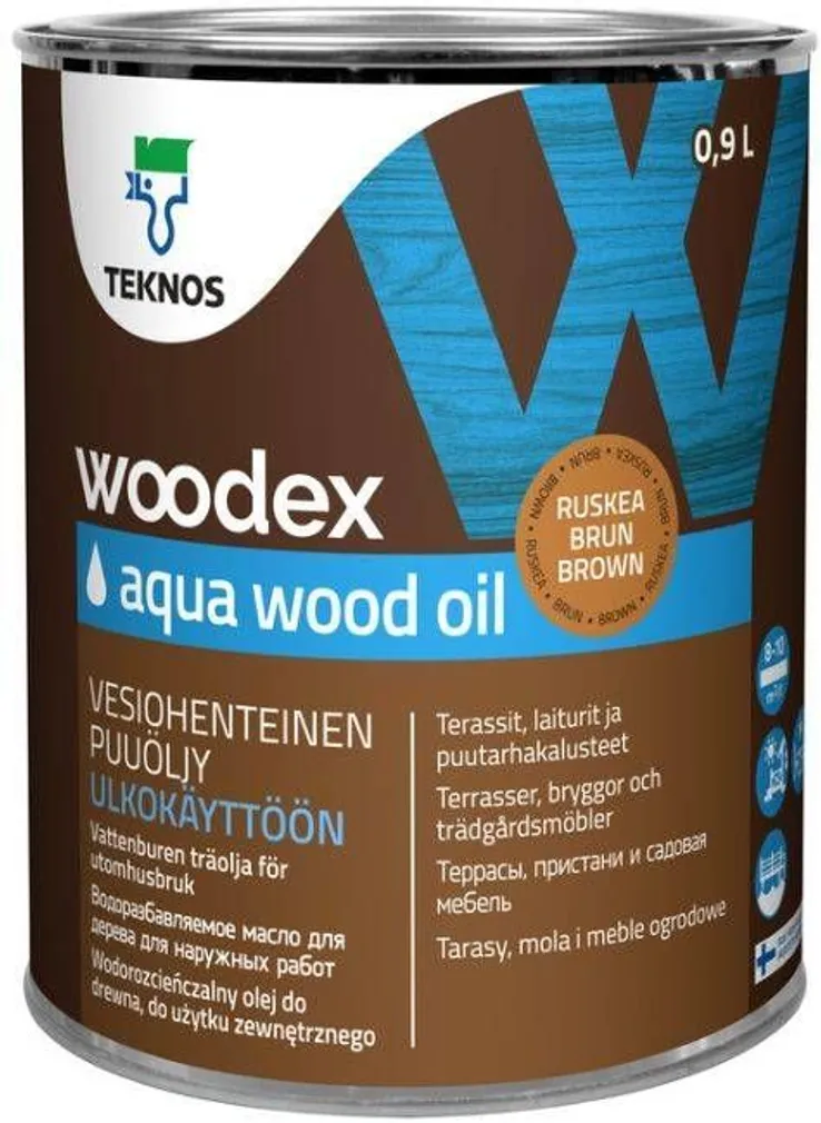 PUIDUÕLI TEKNOS WOODEX AQUA WOOD OIL 0,9L PRUUN