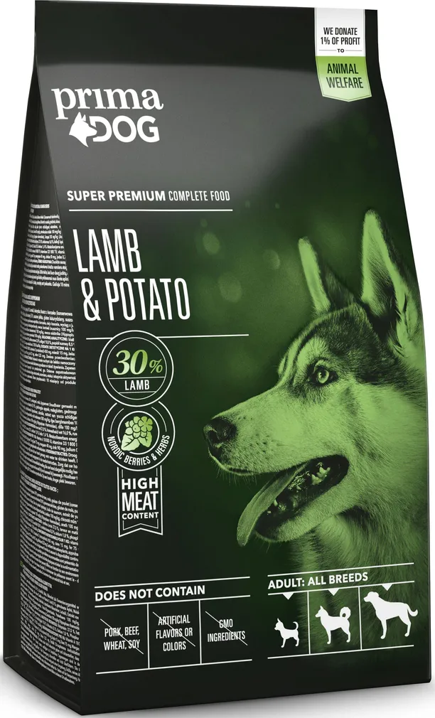 KOERATOIT PRIMADOG LAMMAS-KARTUL TÄISTOIT TÄISKASVANULE 2KG