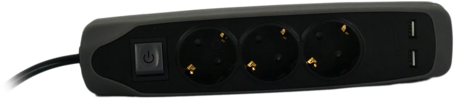 PIKENDUSJUHE ELECTRALINE 2M 3PESA 3G1,0MM² LK LÜLITI 2XUSB MUST/HALL