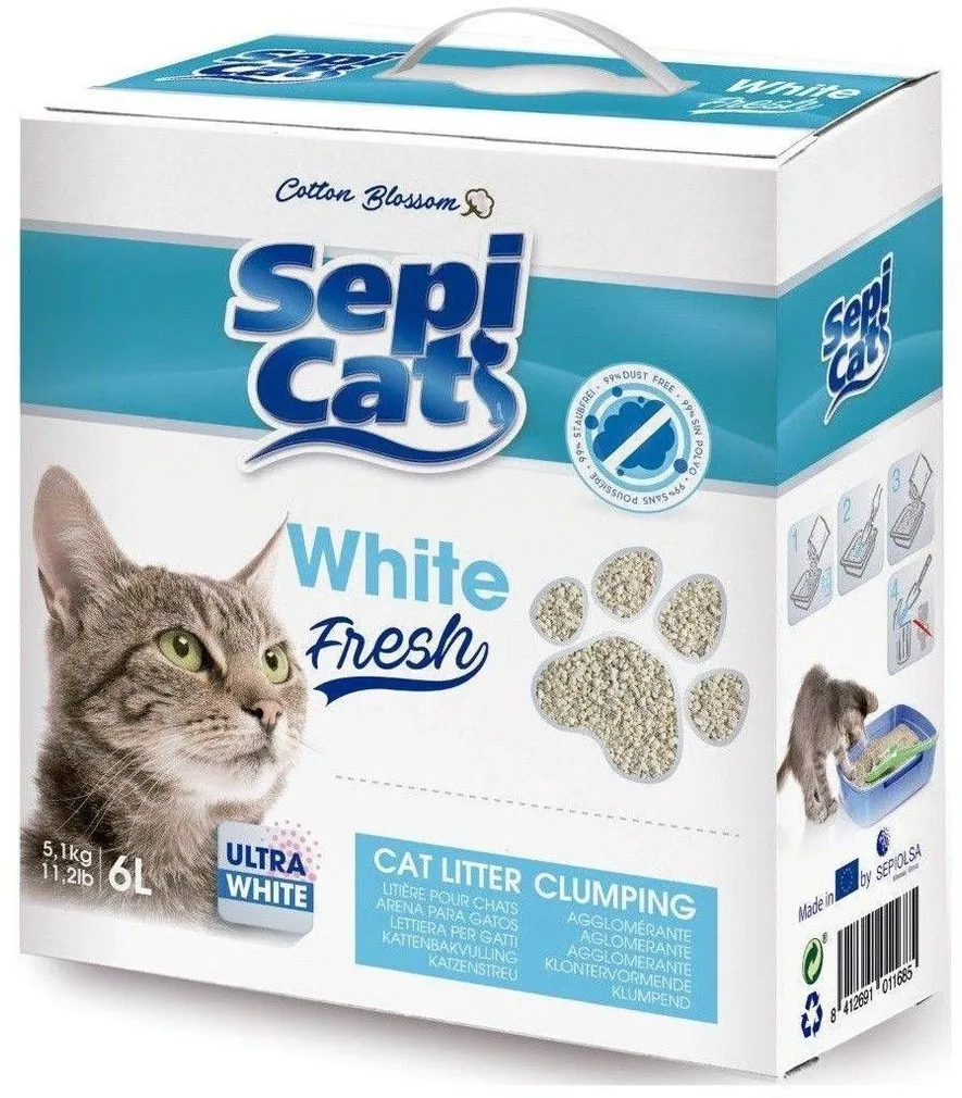 LEMMIKLOOMA KASSILIIV SEPICAT WHITE FRESH 6L