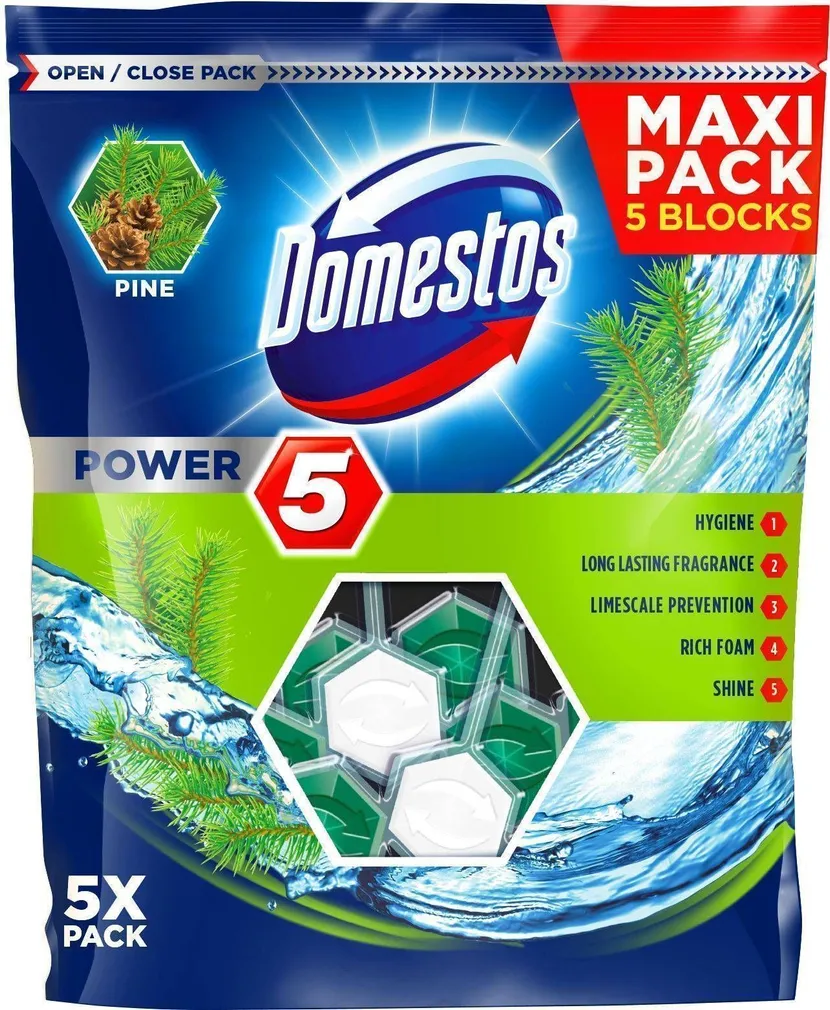 WC-VÄRSKENDAJA DOMESTOS POWER 5 PINE 55G 5-PAKK