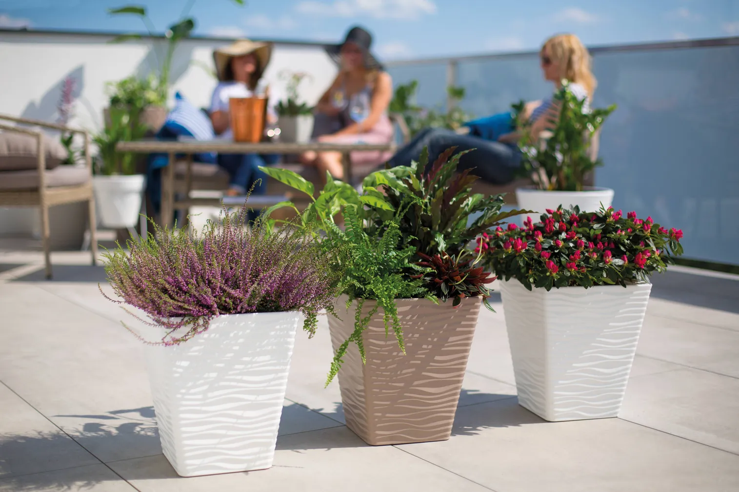 LILLEPOTT FORM-PLASTIC DUNES KANDILINE VALGE 40CM