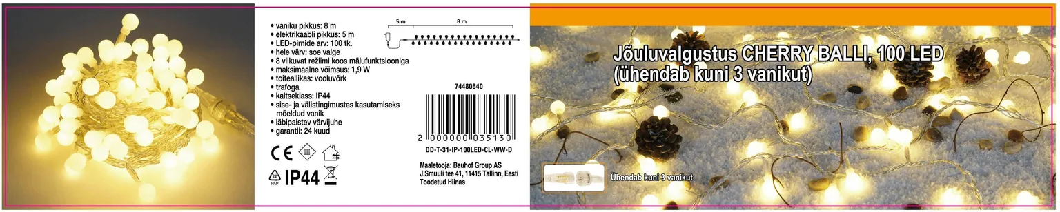 JÕULUVALGUSTUS 100LED CHERRY BALL SOE VALGUS