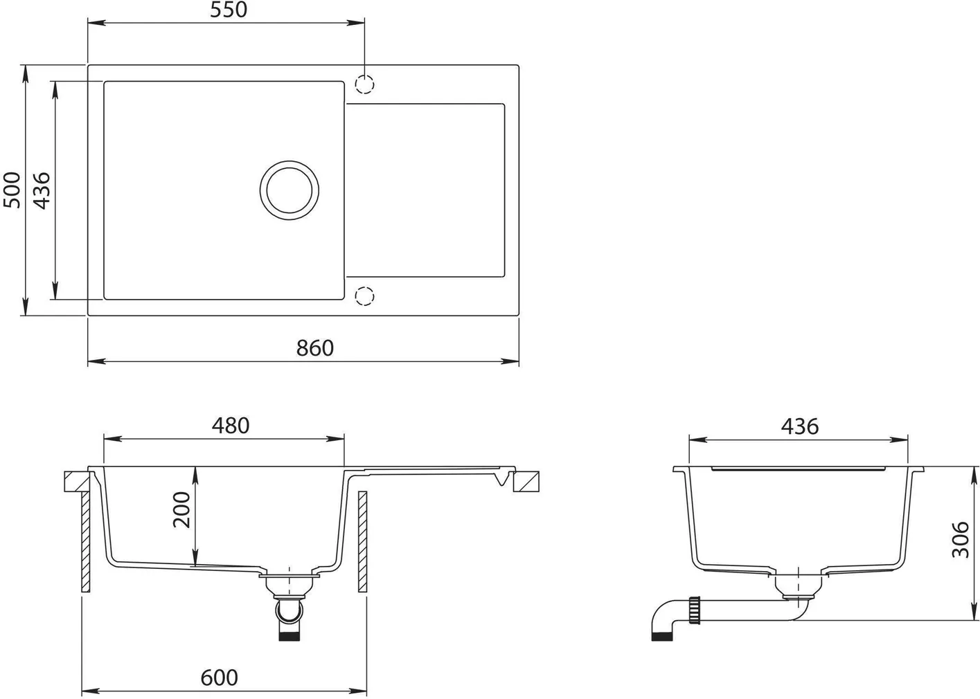 VALAMU AQUASANITA GRANIIT SQT104-601AW 860X500X200MM MUST