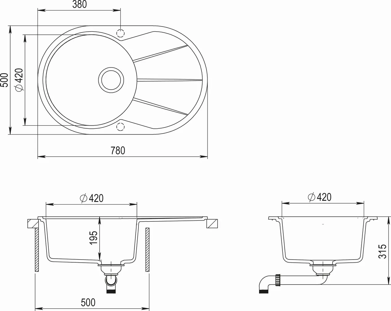 VALAMU AQUASANITA GRANIIT SR101-601AW 780X500X195MM MUST