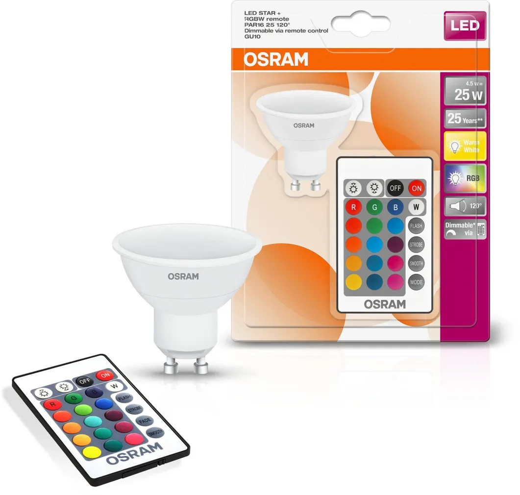 LED LAMP OSRAM 4,5W 827 RGB GU10 PULT