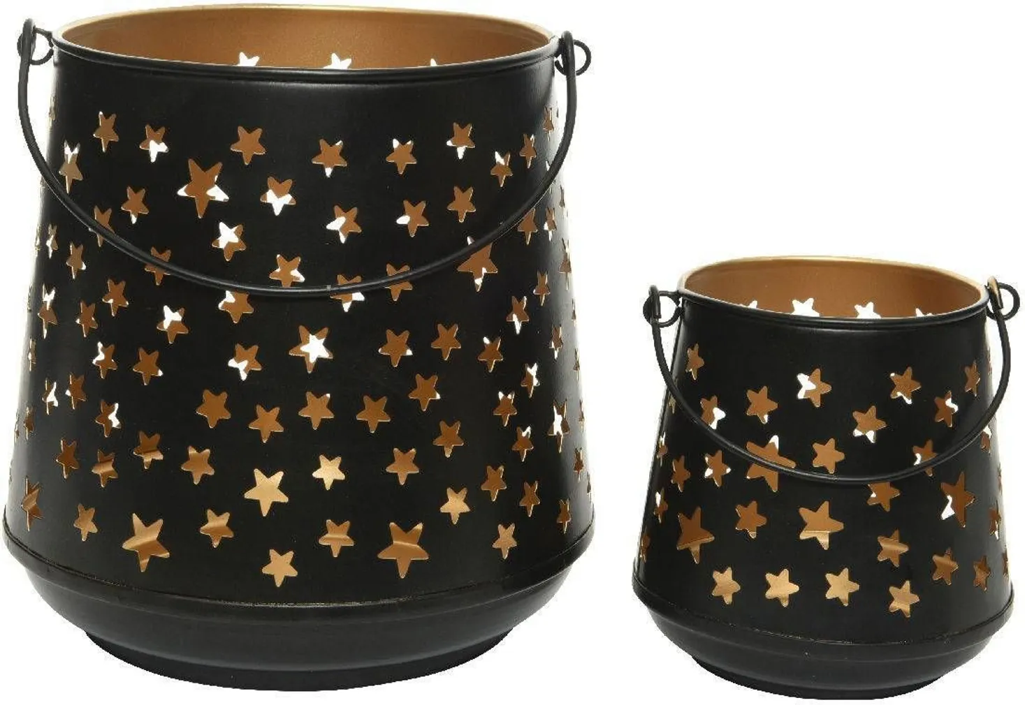 LATERN 20X20CM 11,5X12CM METALLIST TÄHTEDEGA 2TK PAKIS