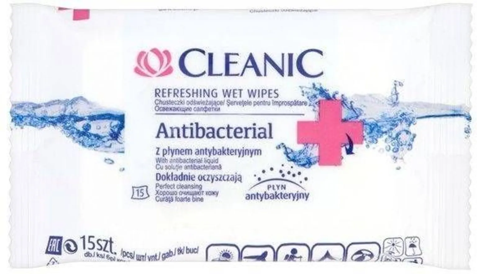 SALVRÄTIKUD CLEANIC ANTIBAKTERIAALSED VÄRSKENDAVAD 15TK PAKIS