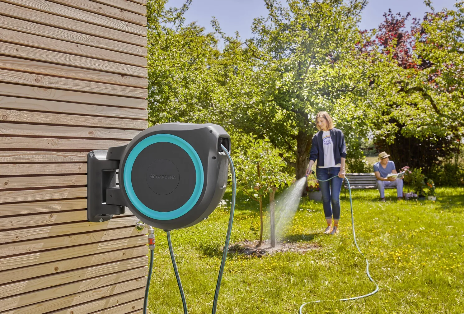 VOOLIKUPOOLI KOMPLEKT GARDENA SEINALE ROLL-UP 35M TÜRKIIS