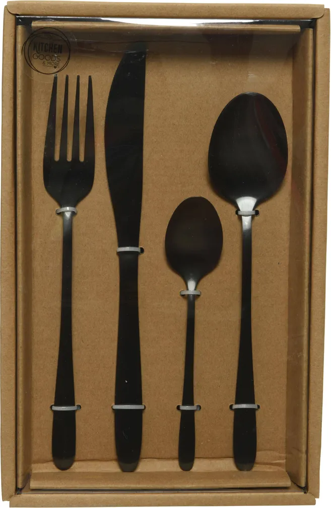 SÖÖGIRIISTADE KOMPLEKT 16-OSALINE ROOSTEVABA TERAS MUST